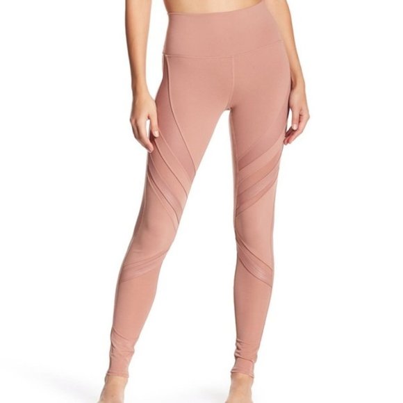 ALO Yoga Pants - Alo Yoga Blush Pink Mesh High Waist Leggings